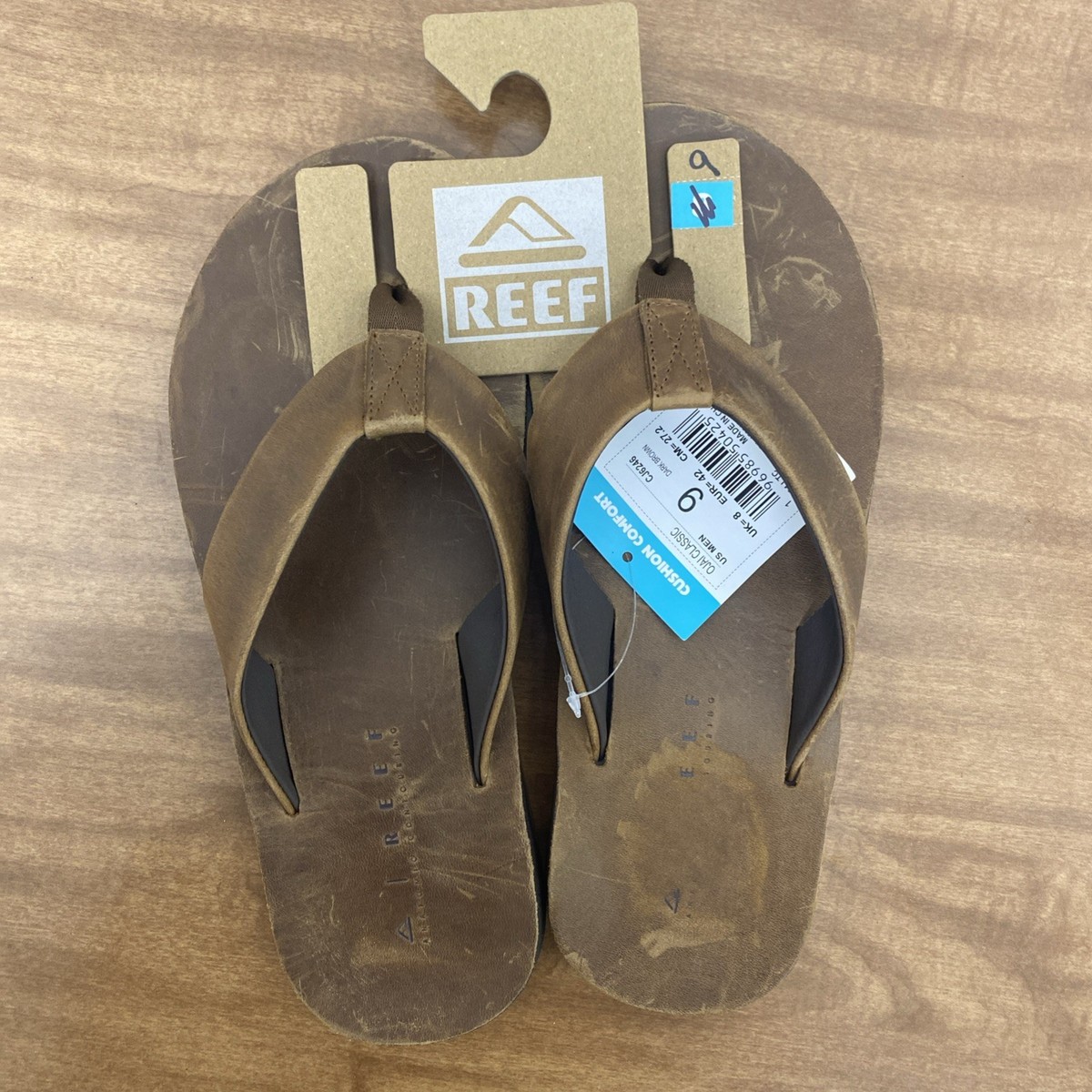 Reef Ojai Classic Thong Sandals Mens 10 Dark Brown Leather Flip Flops Summer New Reef Men main image 4