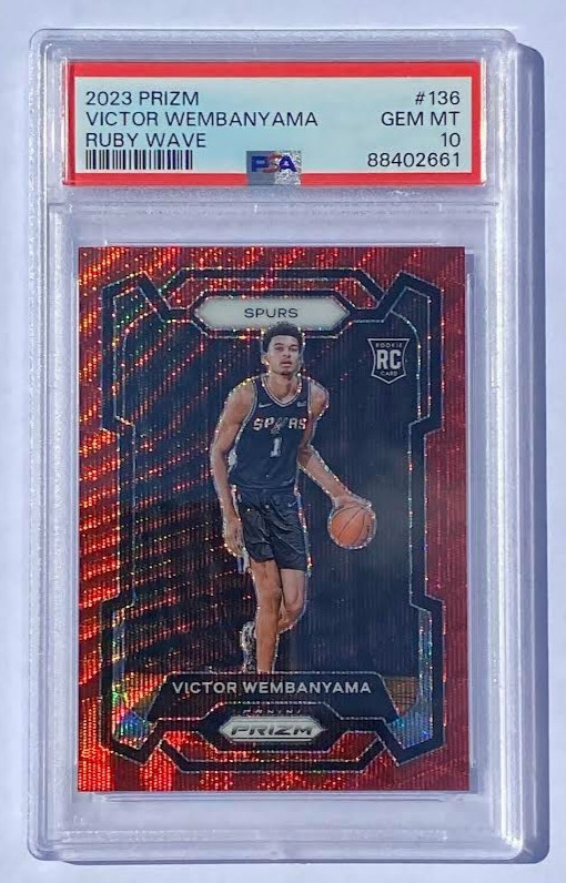 2023-24 Panini Prizm Victor Wembanyama #136 Ruby Wave Rookie RC PSA 10 Gem 💥