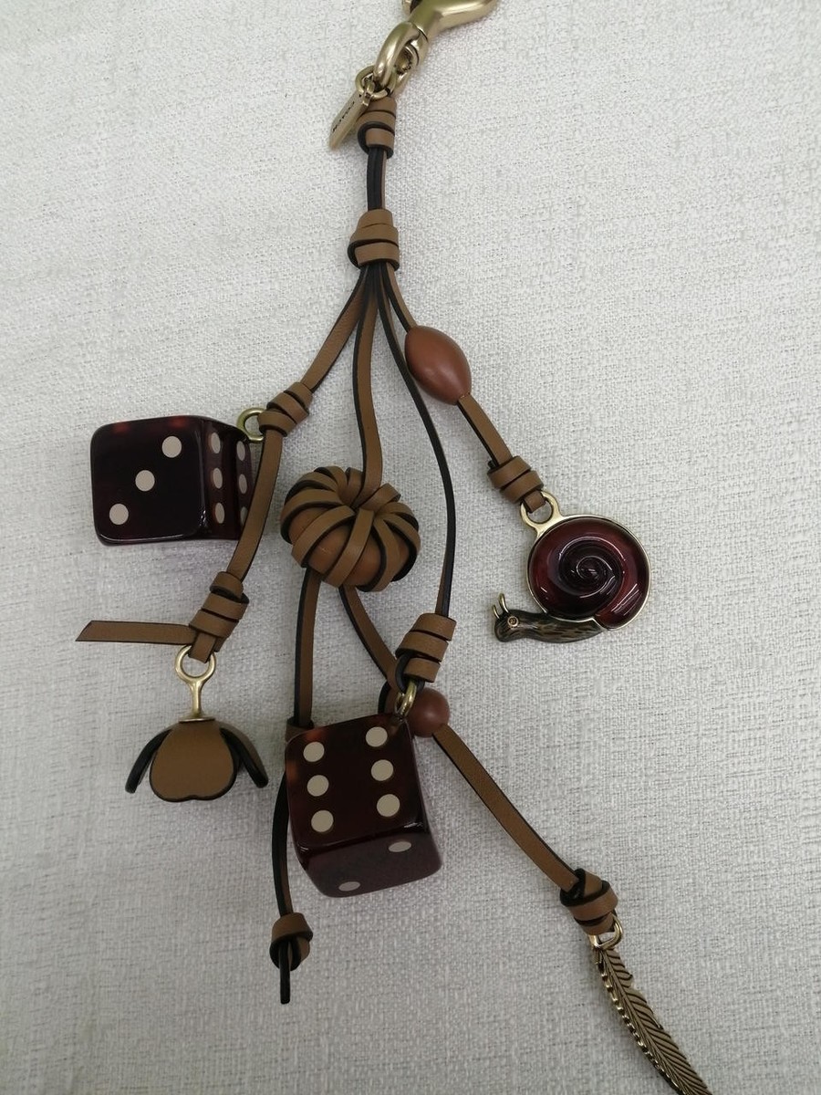 COACH Cluster Snail Dice Leather Bag Charm Keychain | eBay