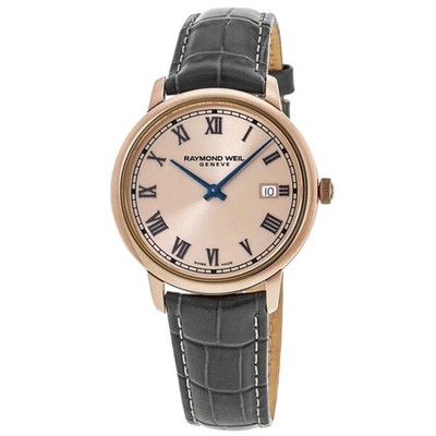 New Raymond Weil Toccata Classic Rose Dial Leather Men's Watch 5485-PC5-00859