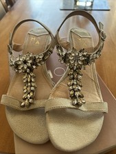 Moda In Pelle Women’s Sandals Size 6 Rosini Gold Mock Snake Print Brand New