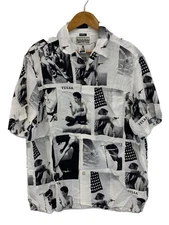 WACKO MARIA Short Sleeve Shirt L Rayon WHT All Over Pattern LARRY CLARK TULSA