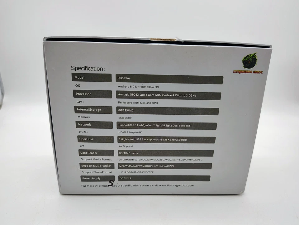 Dragon Box Tv DB5 Streaming Device Quad Core Dual Wi-Fi Smart Media No Remote - Image 2 of 4