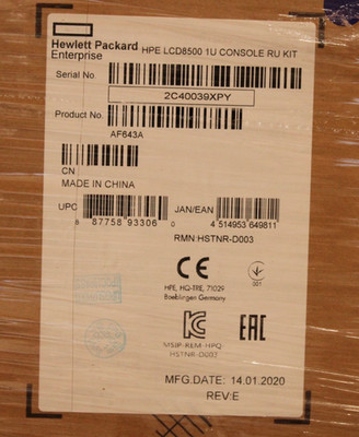 Brand New - HPE LCD8500 1U 18'' Display/Keyboard Rack mount Console Kit- AF643A