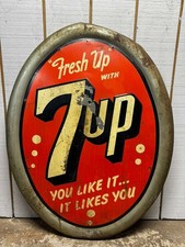 AUTHENTIC 1950s 7UP Oval Sign Vintage