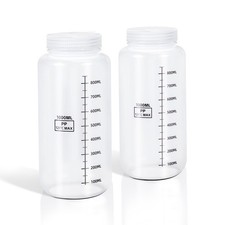 Plastic Bottles with Airtight Caps 32oz/1000ml, Food Grade Wide Mouth Liquid Con