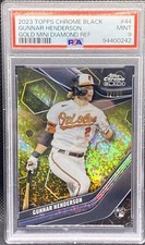🔥⭐️🔥 2023 TOPPS CHROME BLACK GUNNER HENDERSON RC GOLD DIAMOND /50 PSA 9 🔥⭐️🔥