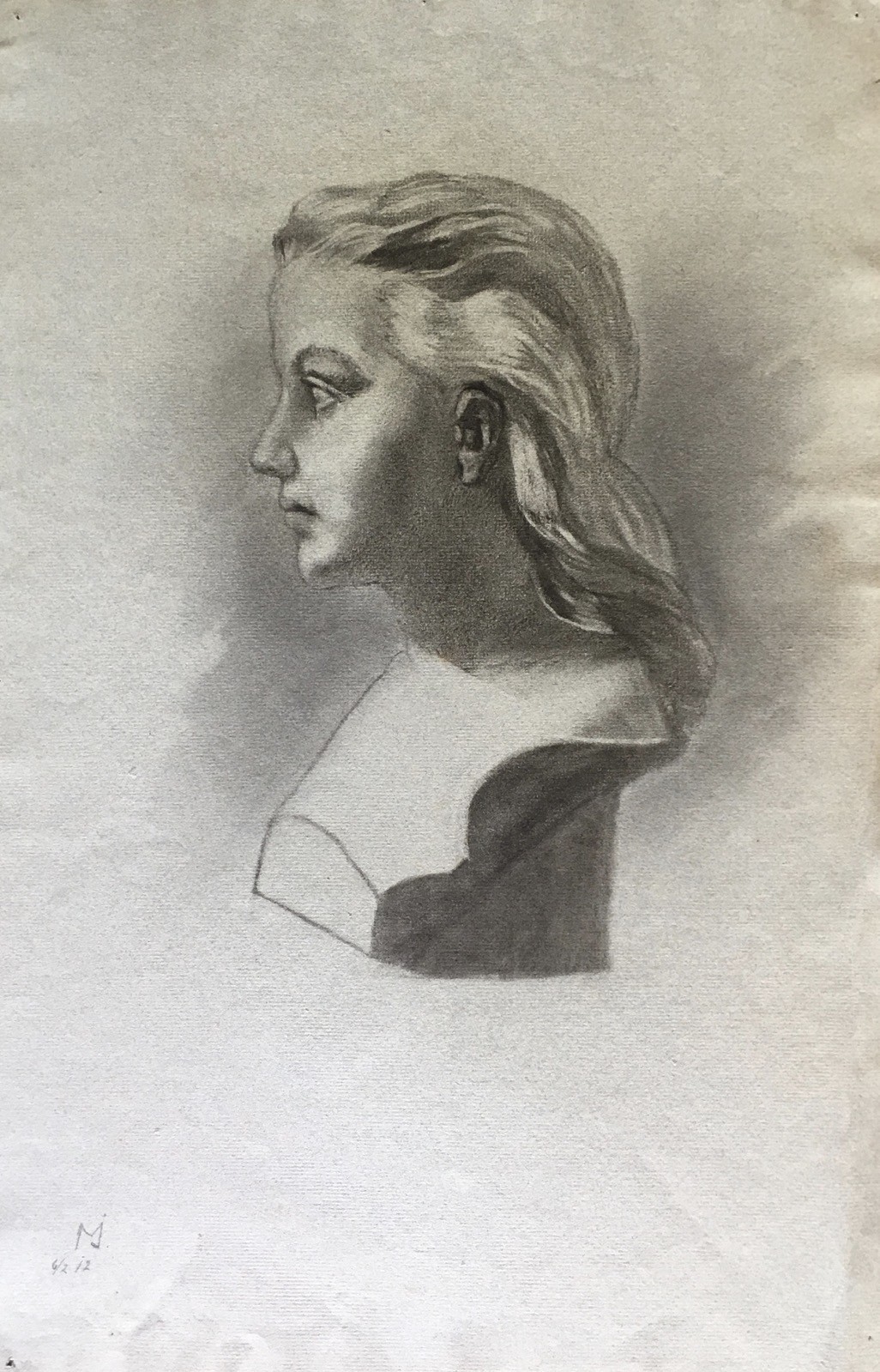 Escultura Estatua Joven Mujer Estudio Boceto 31 X 48 Academia Dibujo