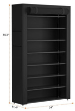 OYREL Rack 10 Tier Tall Shoe Rack Narrow Shoe Rack with Storage BoxFabric Cov...
