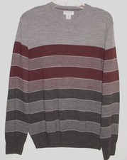 Mens M Dockers striped gray brown acrylic sweater pullover XC