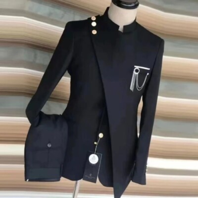 Men's Five Button PJ Collar Side Vent Shirt Khaki Walking Leisure  Milano Suits