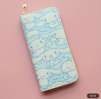 Cinnamoroll Sanrio Miniso Zipper Wallet Blue Design Kawaii New 8 x4 