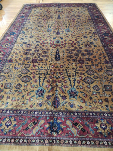 Antique Turkish 10x17 paisley Oriental GOLD Purple wool hand-knotted Velvet pile - Picture 4 of 18