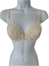 Victoria's Secret Vtg Gold Label Bra 34B Ivory Lace UW 5085 Made USA 80s