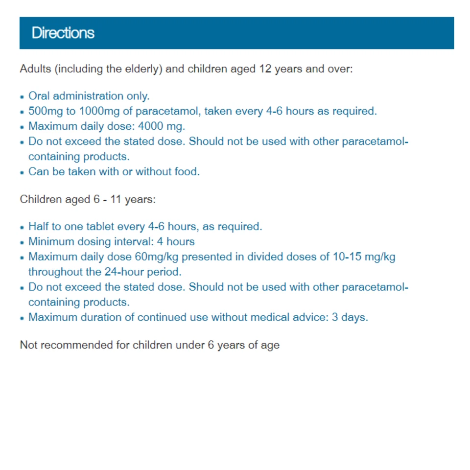 PANADOL TABLETS Paracetamol 500mg Pain Reliever, Quick Relief for Headache Fever - Image 4 of 4