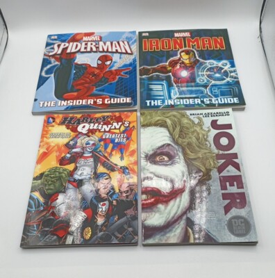 Joker & Harley Quinn Comics + Marvel Spider-Man & Iron Man Insider's Guides VGC