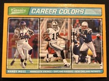 Randy Moss 2017 Classics Career Colors Insert #CC-7 Gold Vikings Raiders Pats