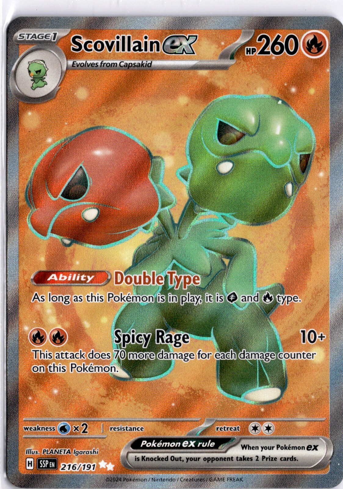 Pokemon TCG Scarlet & Violet Surging Sparks Scovillain ex 216/191 Ultra Rare NM