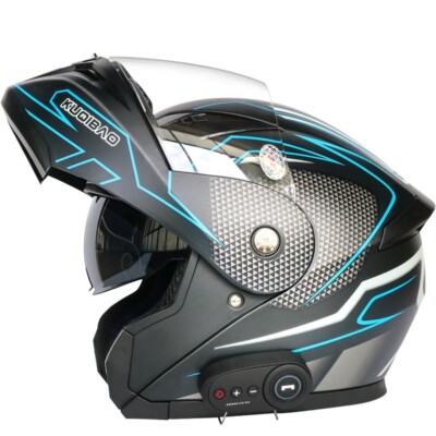 Bluetooth Motorcycle Helmet DOT Approved Flip Up Double Visors Motorbike Helmets