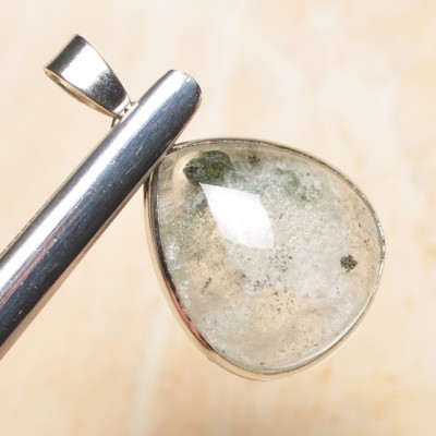 Pendentif Quartz Fantôme Jardin Lodolite - Cristal Mousse Agate Arc-en-ciel, Nature Brut, Turtleland