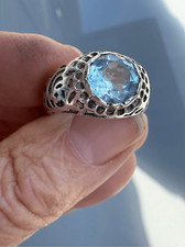 Ring, Blue Topaz and Sterling Silver Ring, size 8, Handmade, Artisan