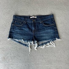 J Brand Women  s Cutoff Denim Shorts Size 29 Dark Wash Frayed Hem