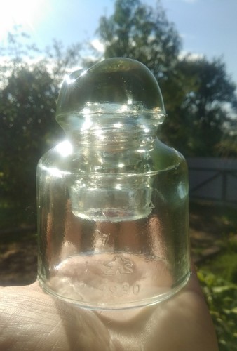 Vintage Soviet Electrical Insulator Made of Slightly Greenish Glass 1980 USSR - Picture 12 of 16