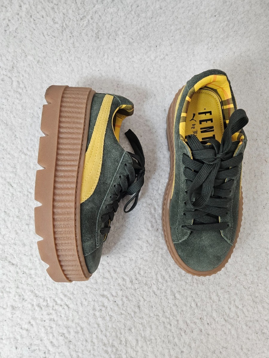 puma Rihanna FENTY スエード スニーカー カーキ/イエロー Fenty x Puma By Rihanna Sneakers Women 5.5 Green/Yellow