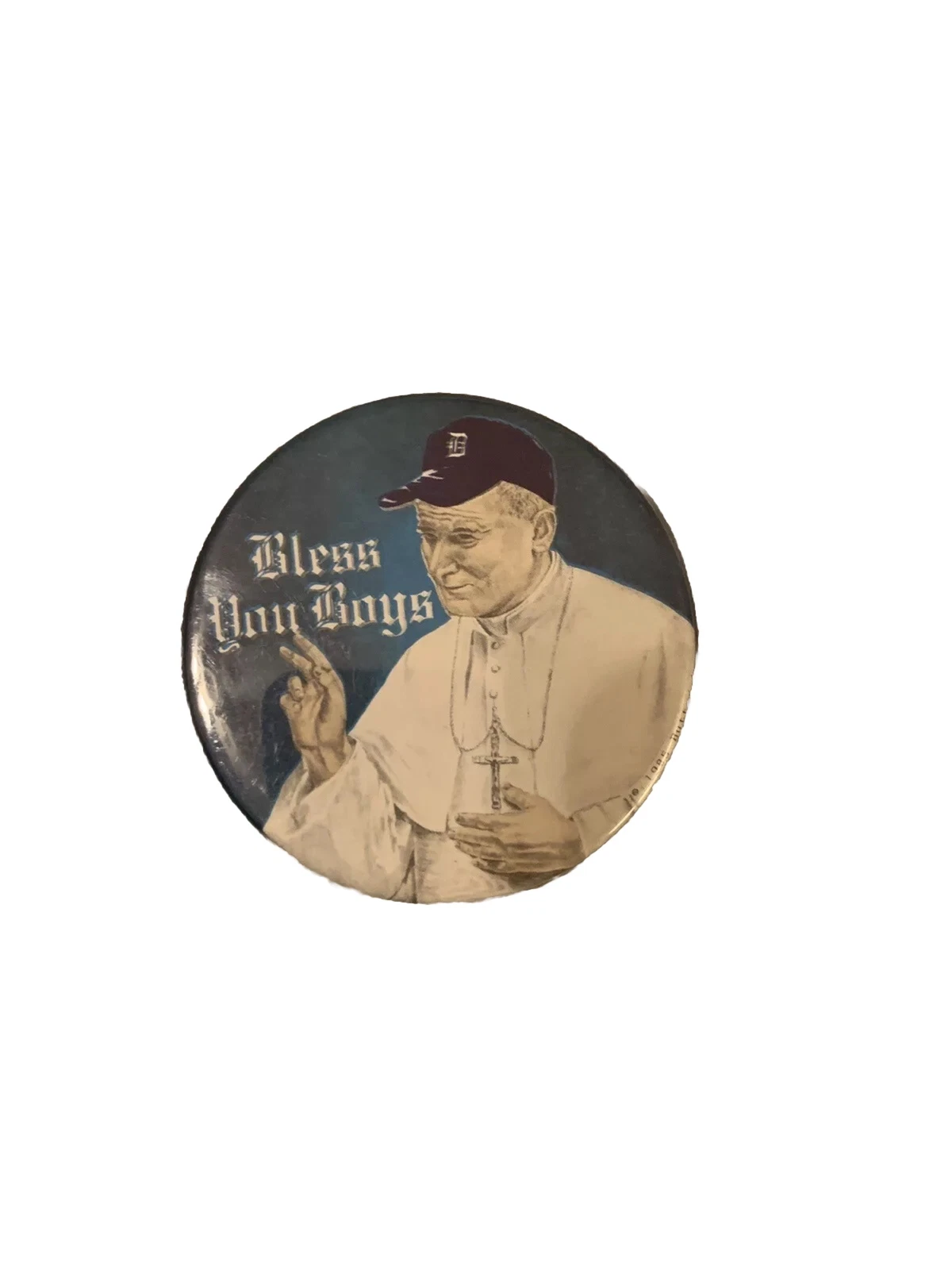 1984 Pope Bless You boys Detroit Tigers Pin - Picture 1 of 1