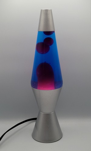 14.5-Inch Silver Base Lava Lamp - Purple Wax in Blue Liquid No. 2118 2021 Vers. - Picture 7 of 19