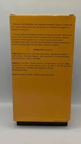 Vhs Children Education Little Hands Songs Games& Stories Pre-Schoolers 1986 RARE - Imagen 2 de 3