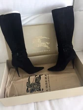 BURBERRY Black Suede Kneehigh Boots US 8 Size EUR 38 