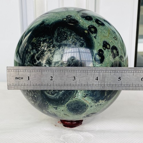 Natural Eye Green Kambaba Jasper Stromatolite Crystal Sphere Ball 5020G - Picture 12 of 12