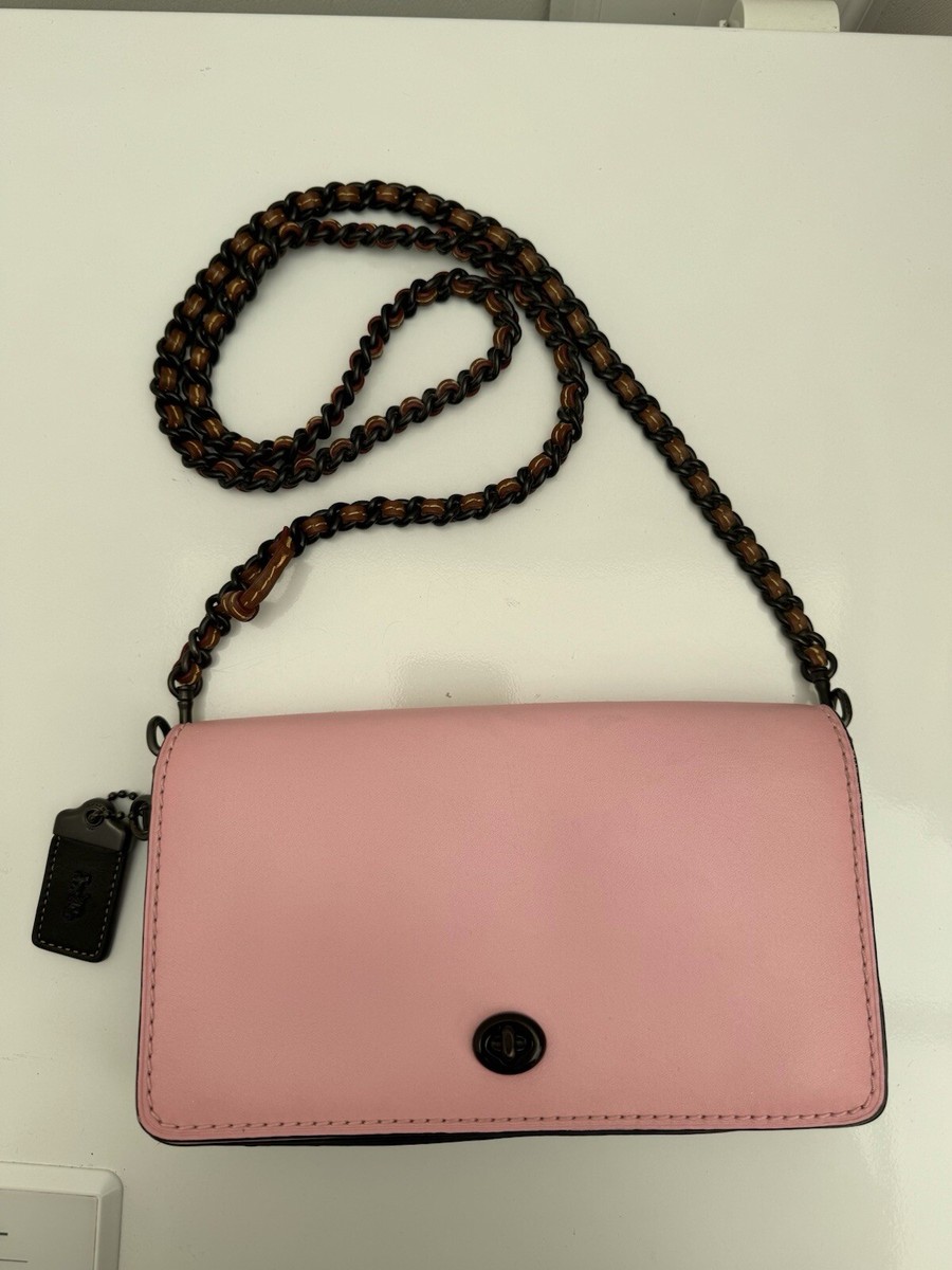 Coach Pink/black Leather Dinky Clutch/crossbody Bag RRP £395 | eBay UK
