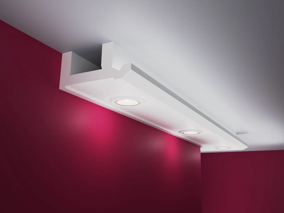 Baguettes en stuc ELHARE spot profil LED bande éclairage indirect lumière XPS... - Photo 2/4