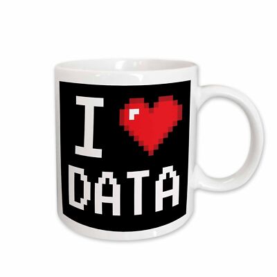 3dRose Geeky Old School Pixelated Pixels 8-Bit I Heart I Love Data Mug |  eBay