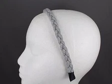 Silver headband braid braided hair band sparkly headband skinny narrow