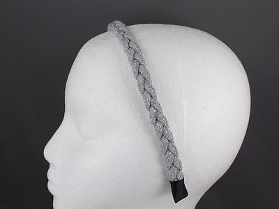Silver headband braid braided hair band sparkly headband skinny narrow