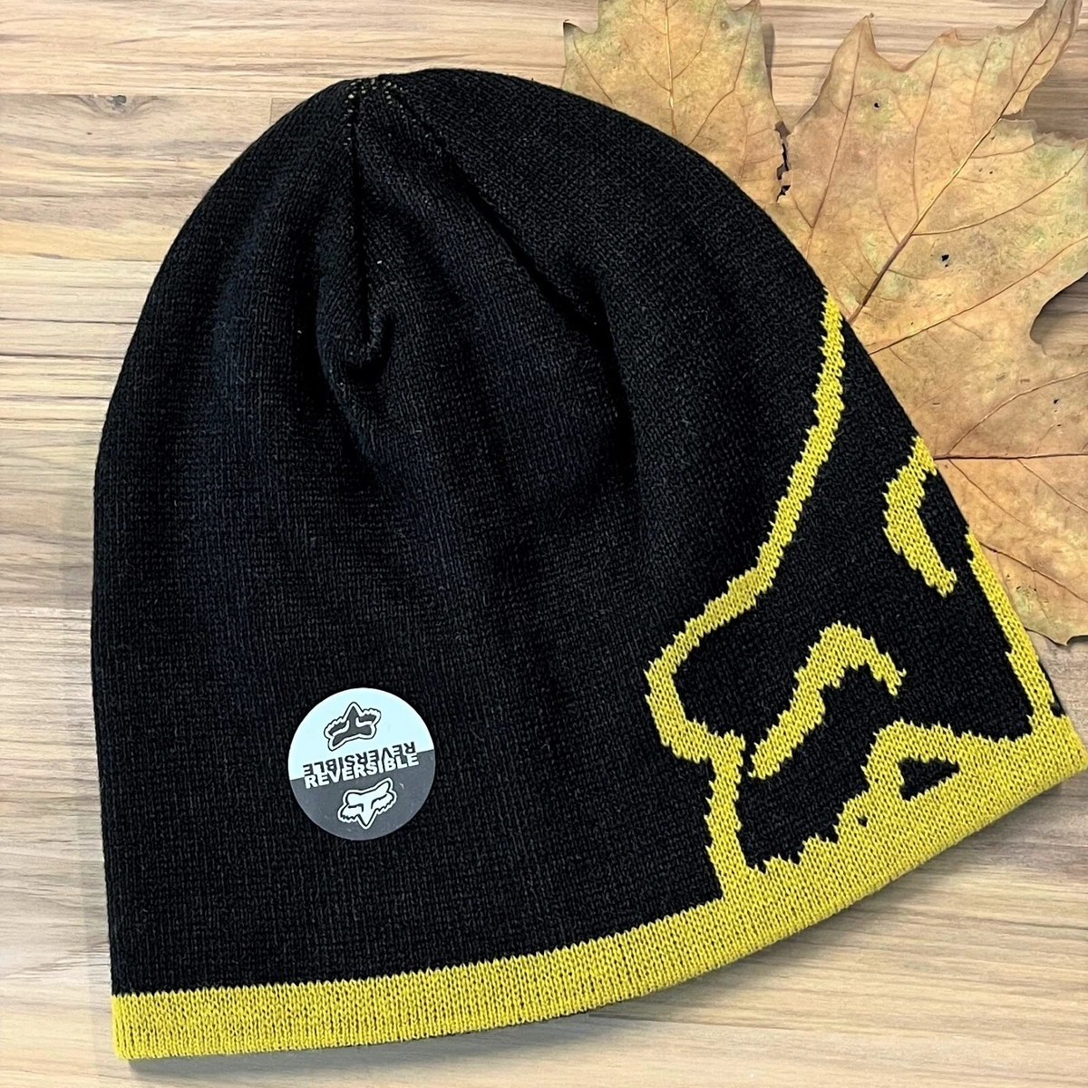 FOX RACING ADULT BEANIE STREAMLINER BLACK YELLOW ACRYLIC MX