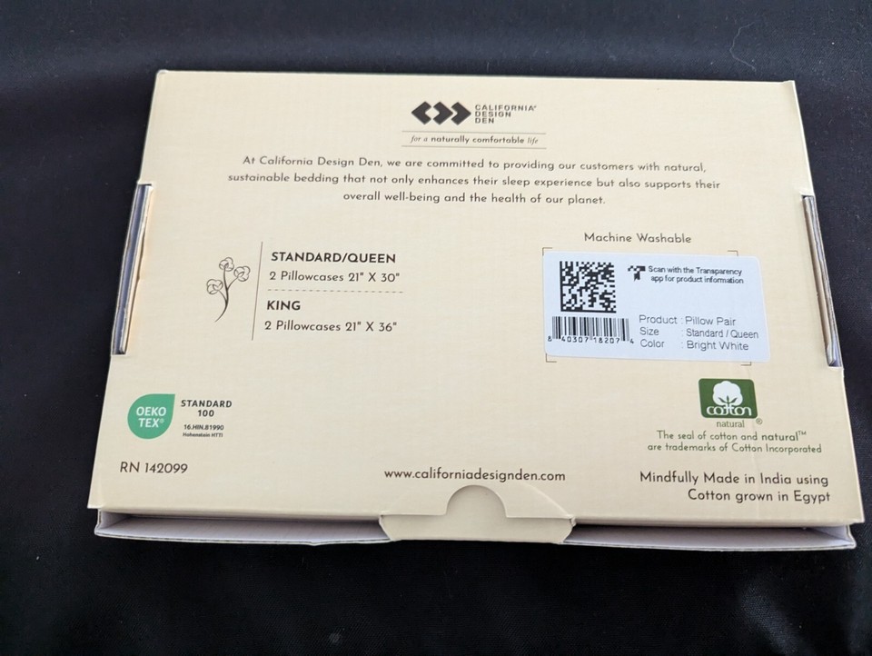 Luxury 100 Egyptian Cotton Pillow Cases Queen Size Set of 2, Sateen