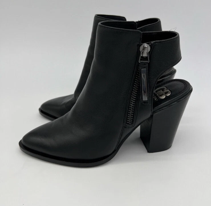 Giani Bini Botines de Cuero Negro Tacones para Mujer Talla 6 Recorte Cremallera Elegante Foto 4 de 4