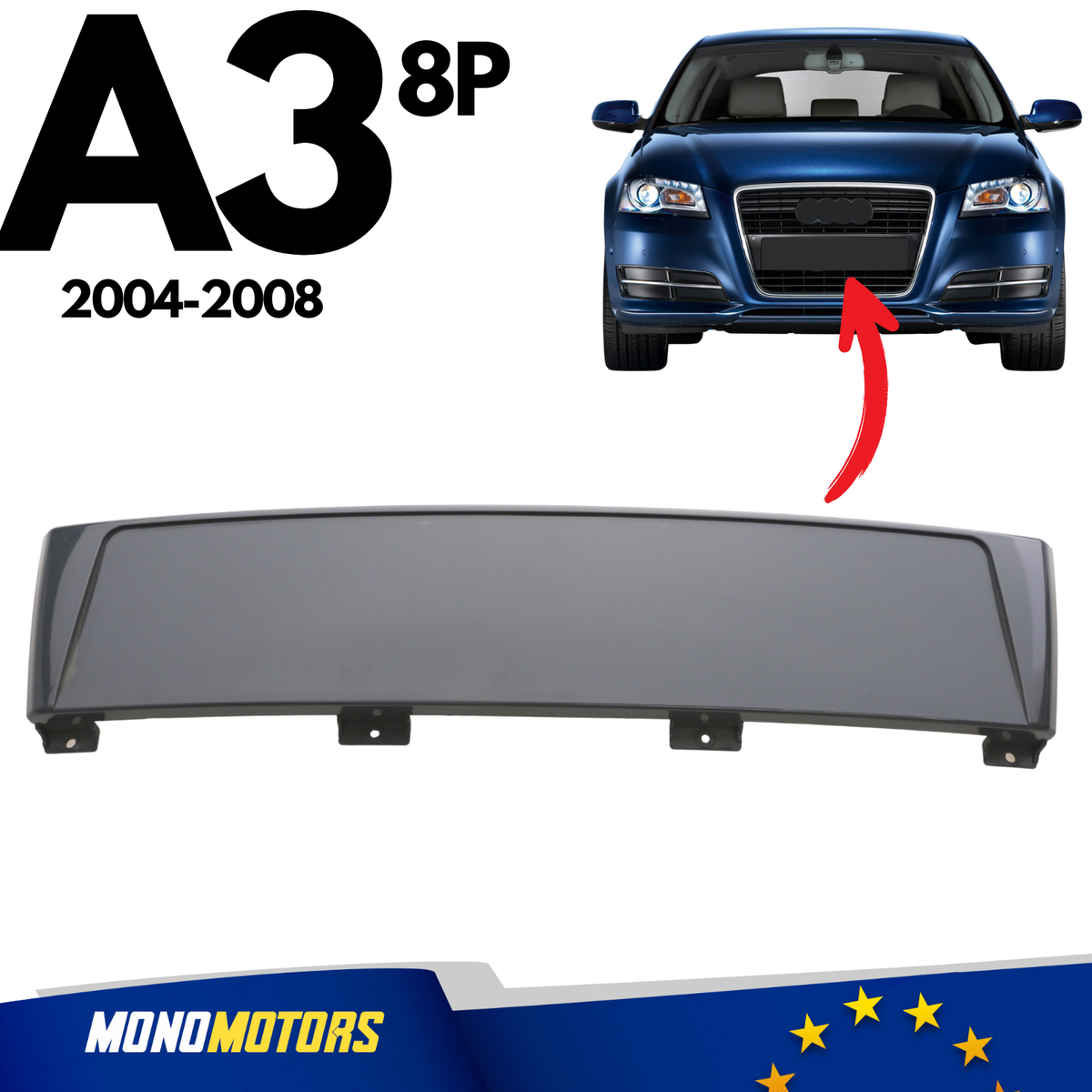 FOR AUDI A3 8P 2004-2008 8P4807285G 1QP GRAY FRONT BUMPER NUMBER
