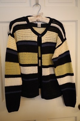 Ladies Summer or Fall Multicolor Loose Knit Cardigan Sweater Size Small