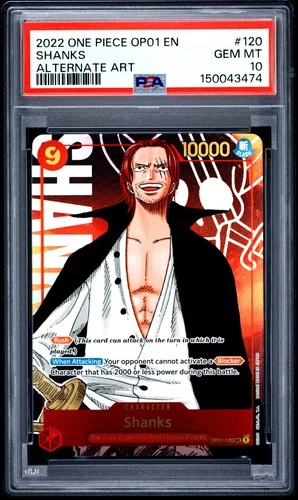 2022 ONE PIECE OP01-ROMANCE DAWN ALTERNATE ART #120 SHANKS PSA 10