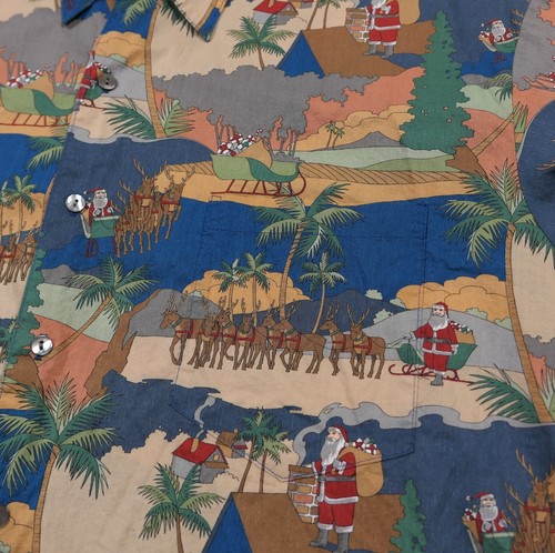 MINT! Tori Richard Hawaii Santa Claus & Reindeer Hawaiian Shirt Men's XL Cotton - Picture 6 of 10