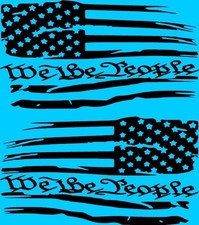We The People Decal American Flag Vinyl Set Distressed USA Sticker Left Right