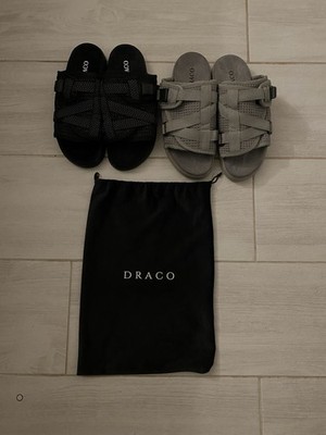 Size 9-10 Reflective Draco Slides Men's Black and grey