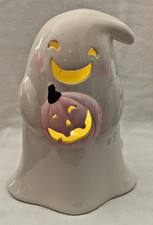 Goblin Ghoul Halloween Ghost Jack O Lantern Ceramic LED Light Up 9 X 12 NWT