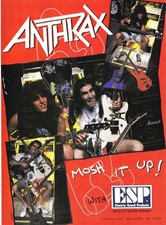 ANTHRAX-ESP ELECTRIC GUITARS-ORIG 1988 PROMO MAGAZINE 8X11 PRINT AD MINI-POSTER