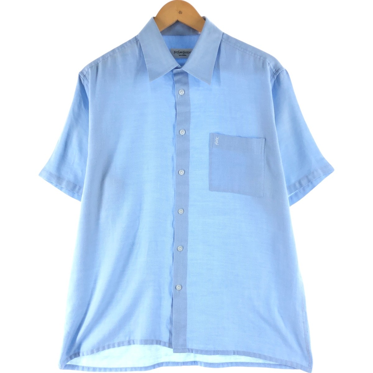 Yves Saint Laurent Camicia Manica Corta Poliestere Blu Tipo Azzurro Uomo L...